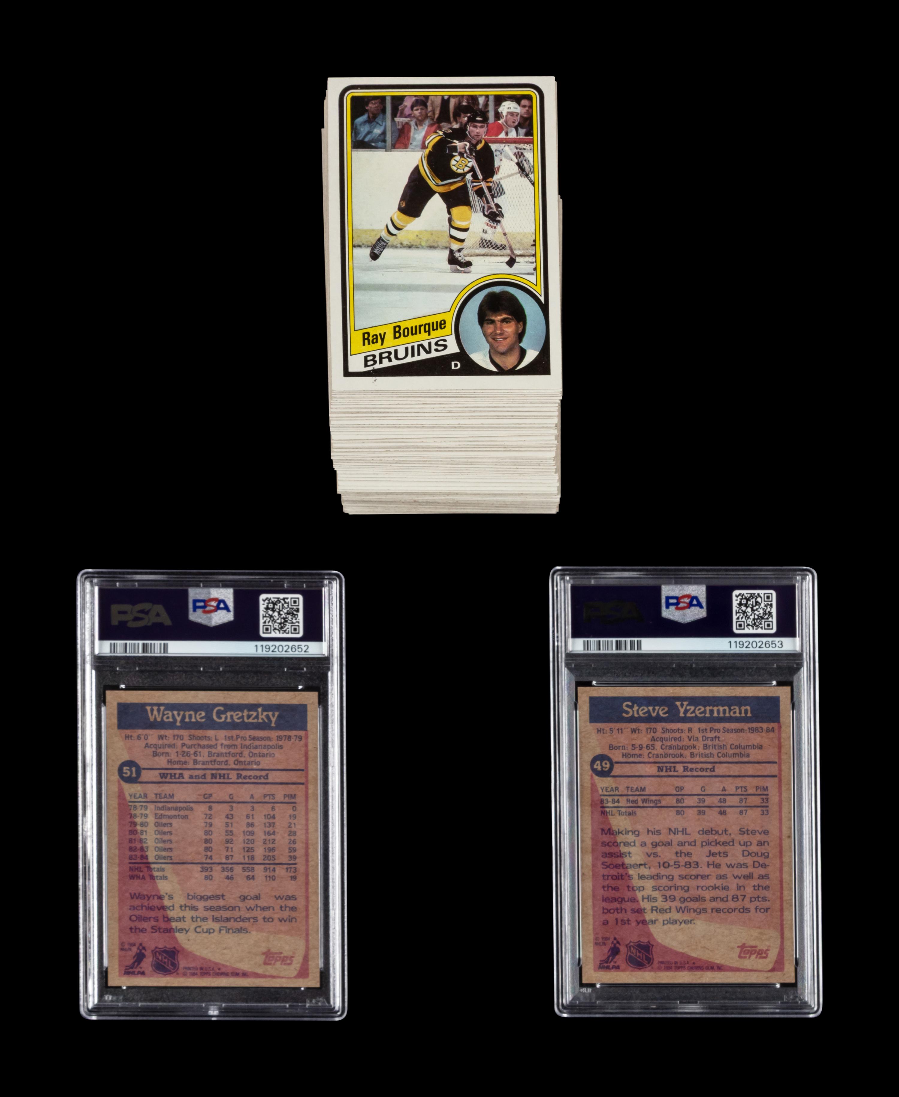 A Complete Set of 1984-85 Topps Hockey Cards with PSA Graded Steve Yzerman Rookie Card and Wayne Gretzky