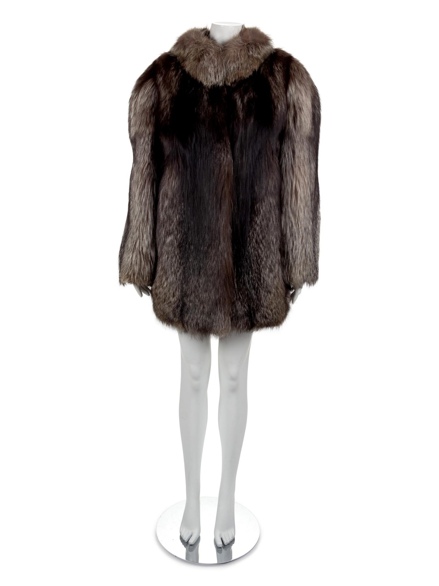 Chocolate Silver Combo Fox Fur Coat, 1990's-2000's