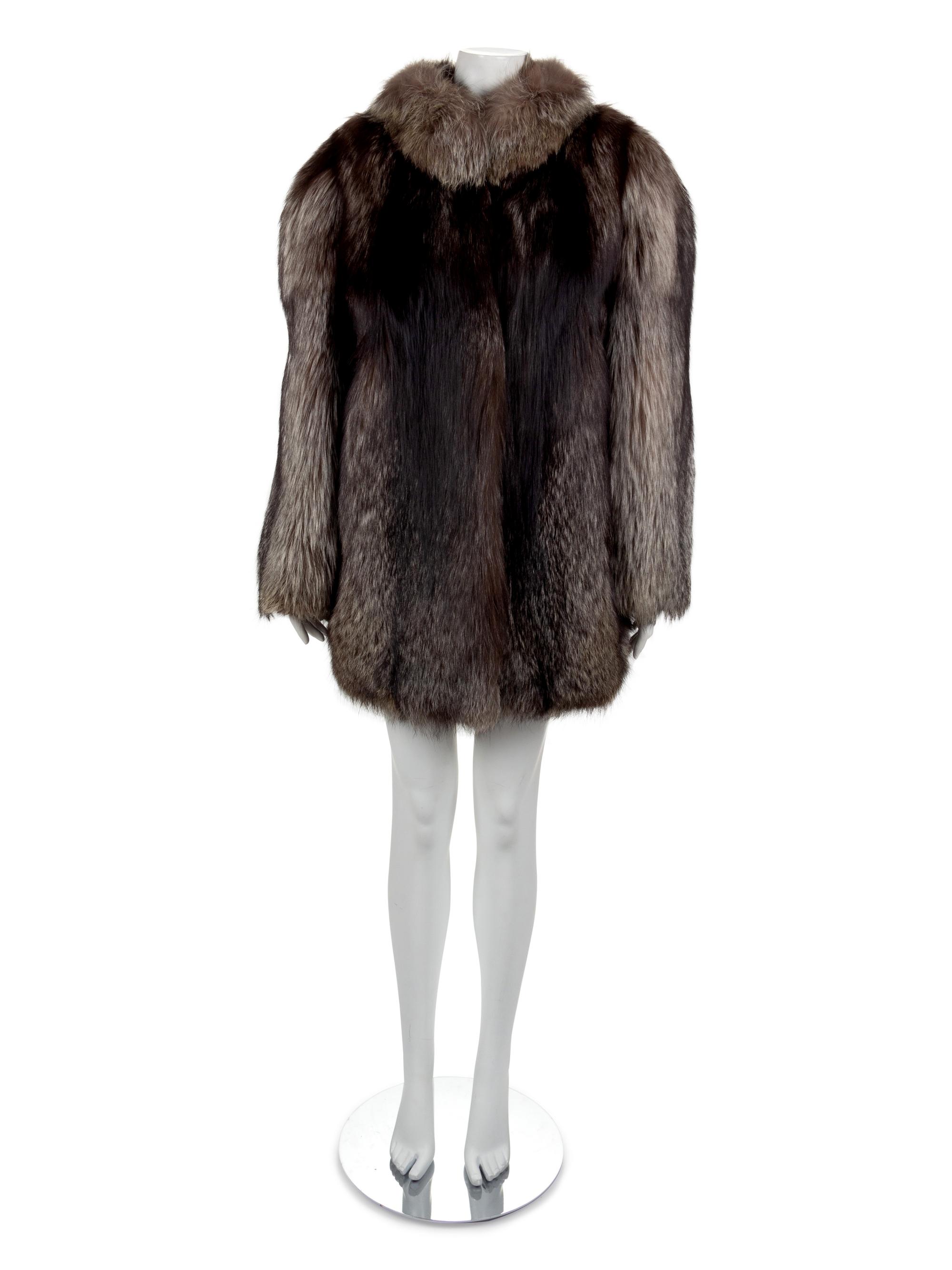 Chocolate Silver Combo Fox Fur Coat, 1990's-2000's