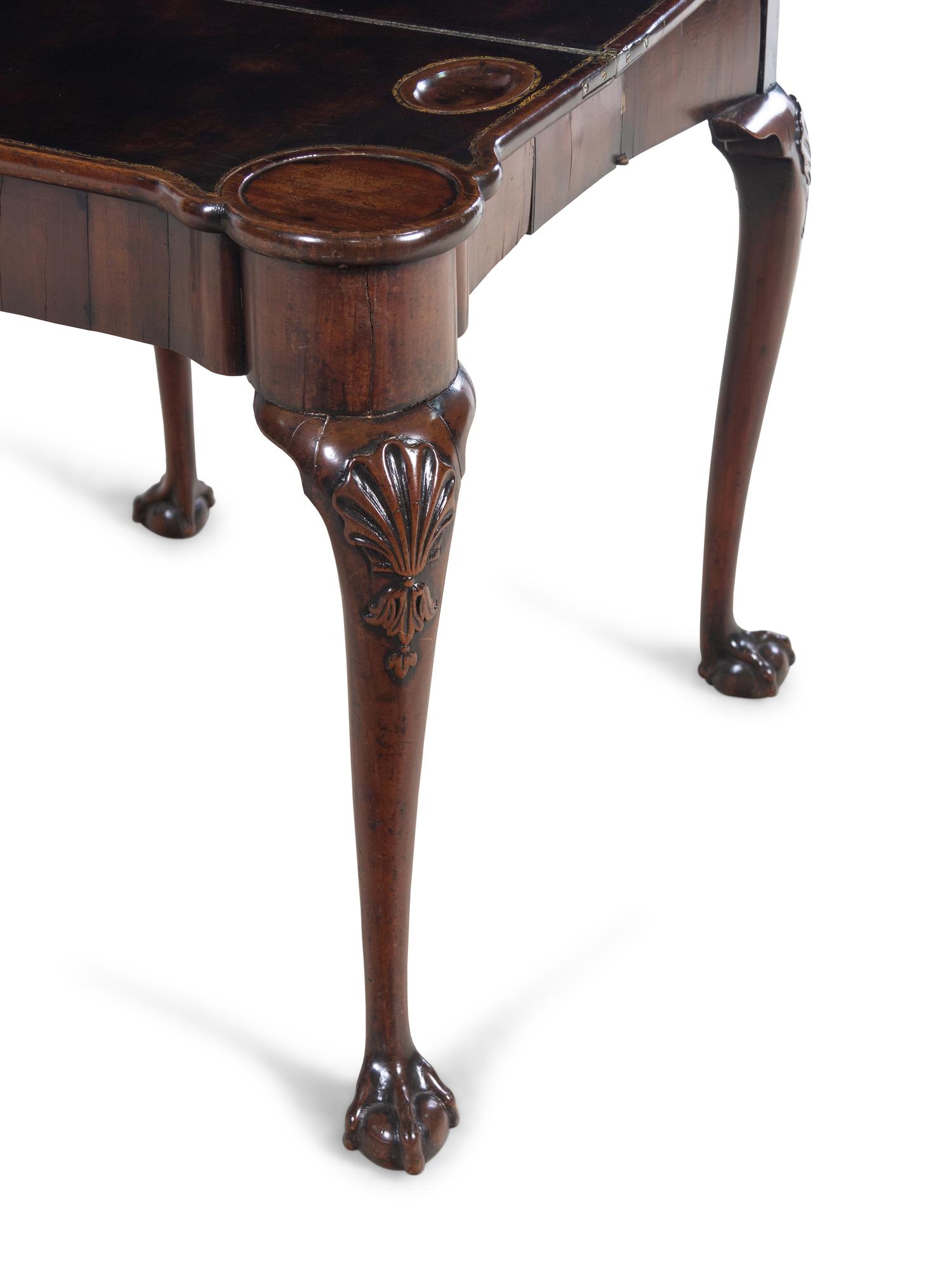 A George II Walnut Flip-Top Game Table