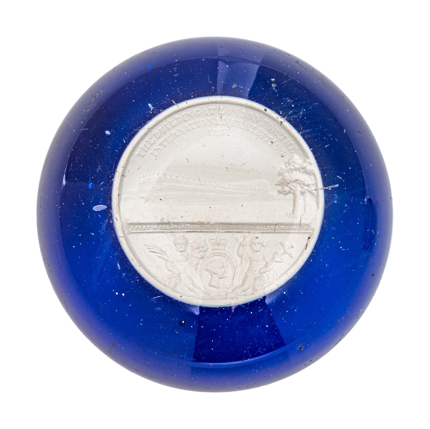 A Clichy London International Exhibition 1851 Sulfide and Glass Paperweight and a Clichy Prince of Wales Sulfide and Glass Paperweight