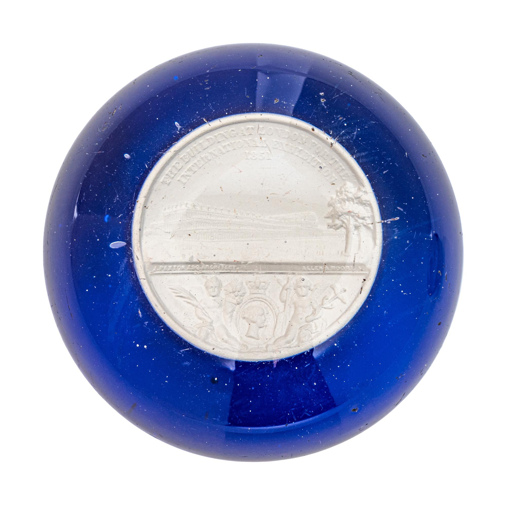 A Clichy London International Exhibition 1851 Sulfide and Glass Paperweight and a Clichy Prince of Wales Sulfide and Glass Paperweight