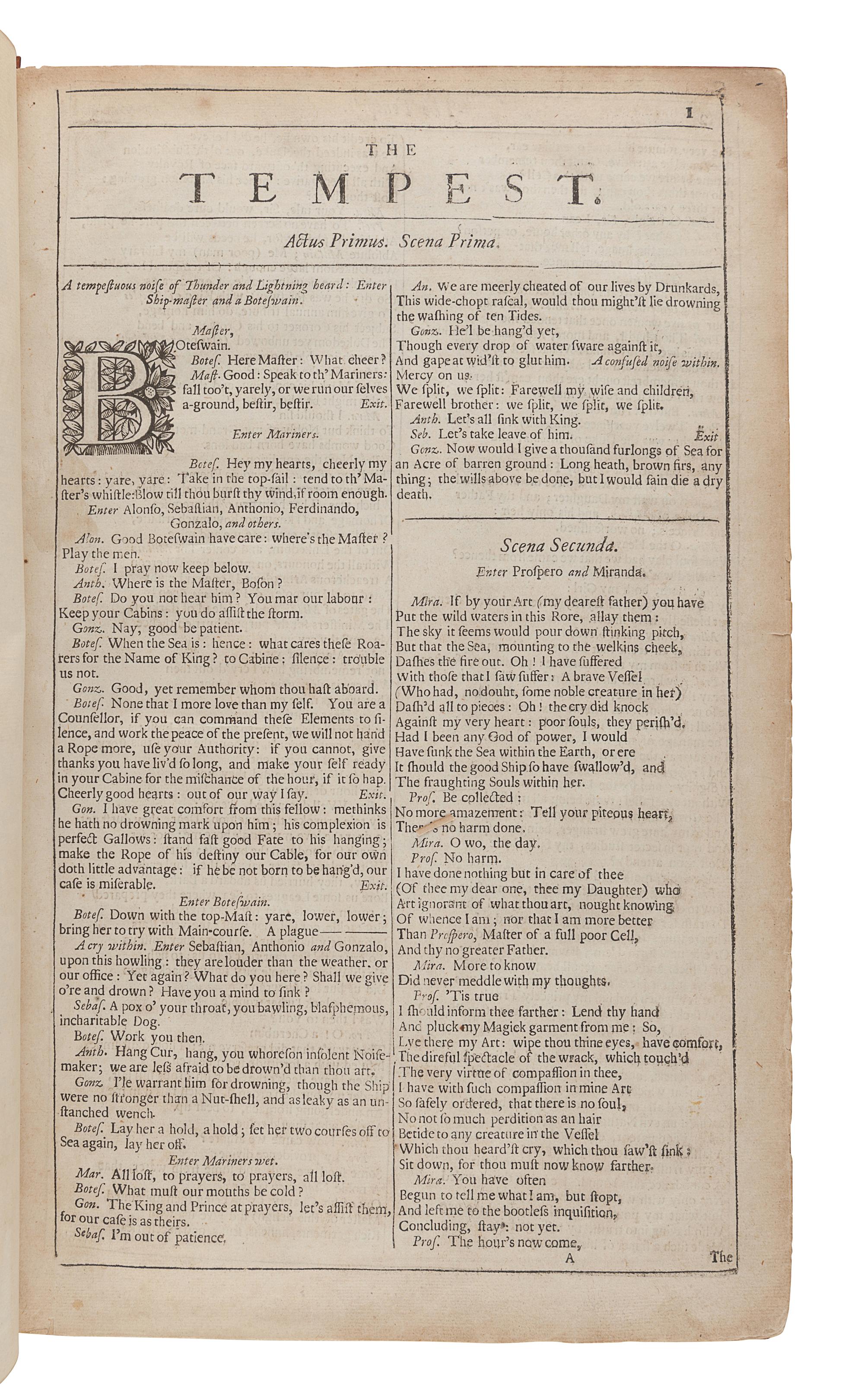 SHAKESPEARE, William (1564-1616). Mr. William Shakespear's Comedies, Histories, and Tragedies. Published according to the true Original Copies. Unto which is added, SEVEN PLAYS, Never before Printed in Folio . [London: Printed for H. Herringman, E. Brewster, and R. Bentley, 1685.]