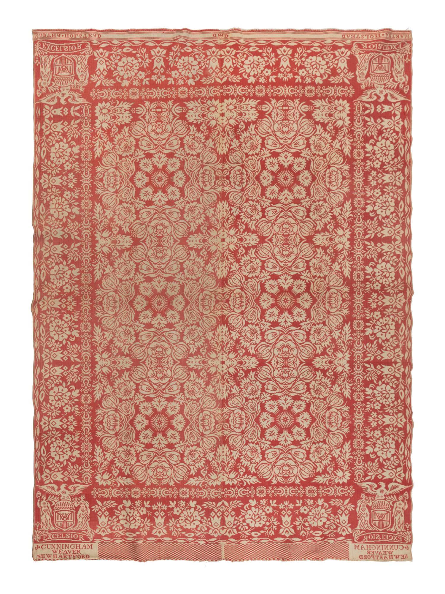 A Cotton and Wool Jacquard Coverlet by James Cunningham