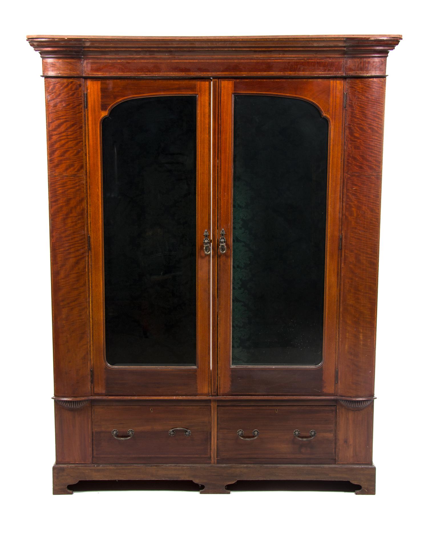 An Edwardian Mahogany Vitrine, Height 82 x width 63 x depth 20 inches.