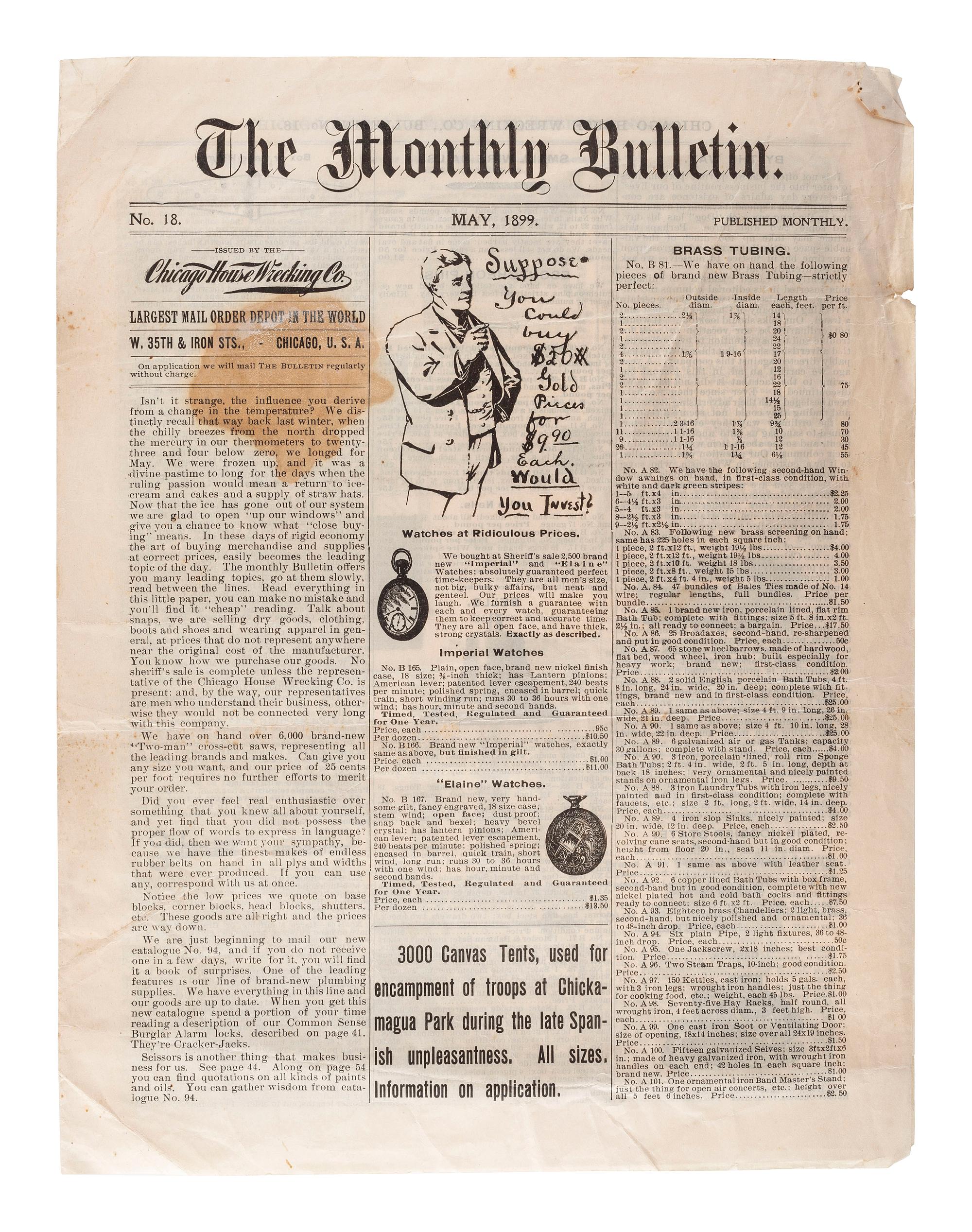 [WORLD'S FAIR]. Ephemera related to the World's Columbian Exposition highlighted by a Bird's-Eye View of the World's Columbian Exposition, Chicago, 1893 , featuring the world's first Ferris Wheel.