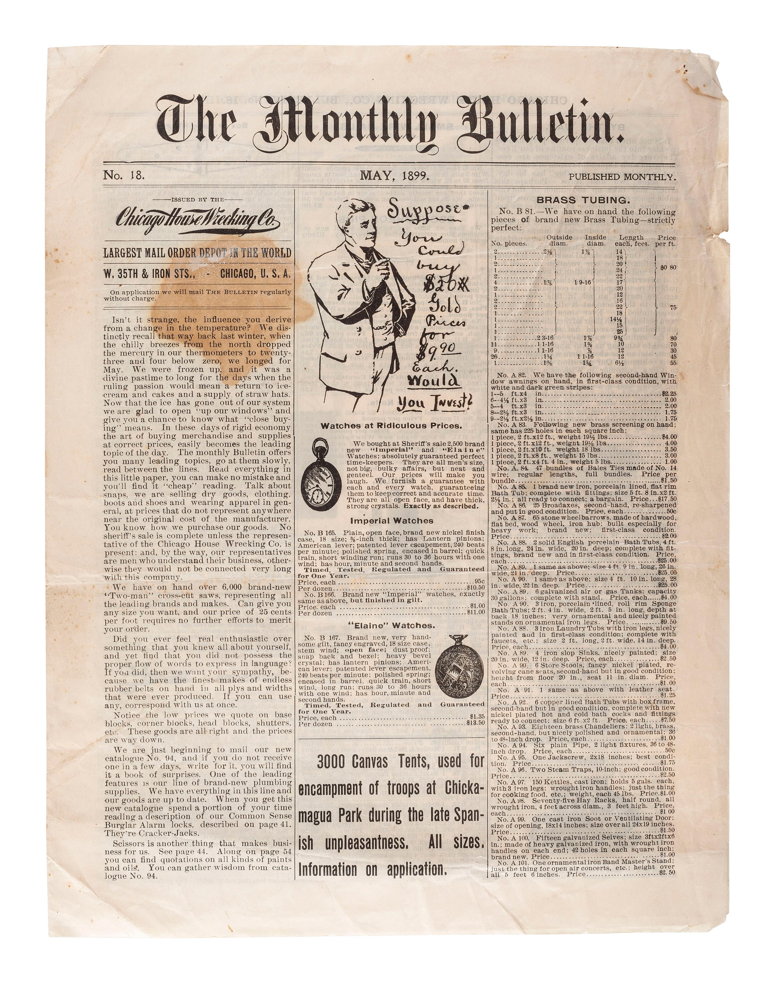 [WORLD'S FAIR]. Ephemera related to the World's Columbian Exposition highlighted by a Bird's-Eye View of the World's Columbian Exposition, Chicago, 1893 , featuring the world's first Ferris Wheel.