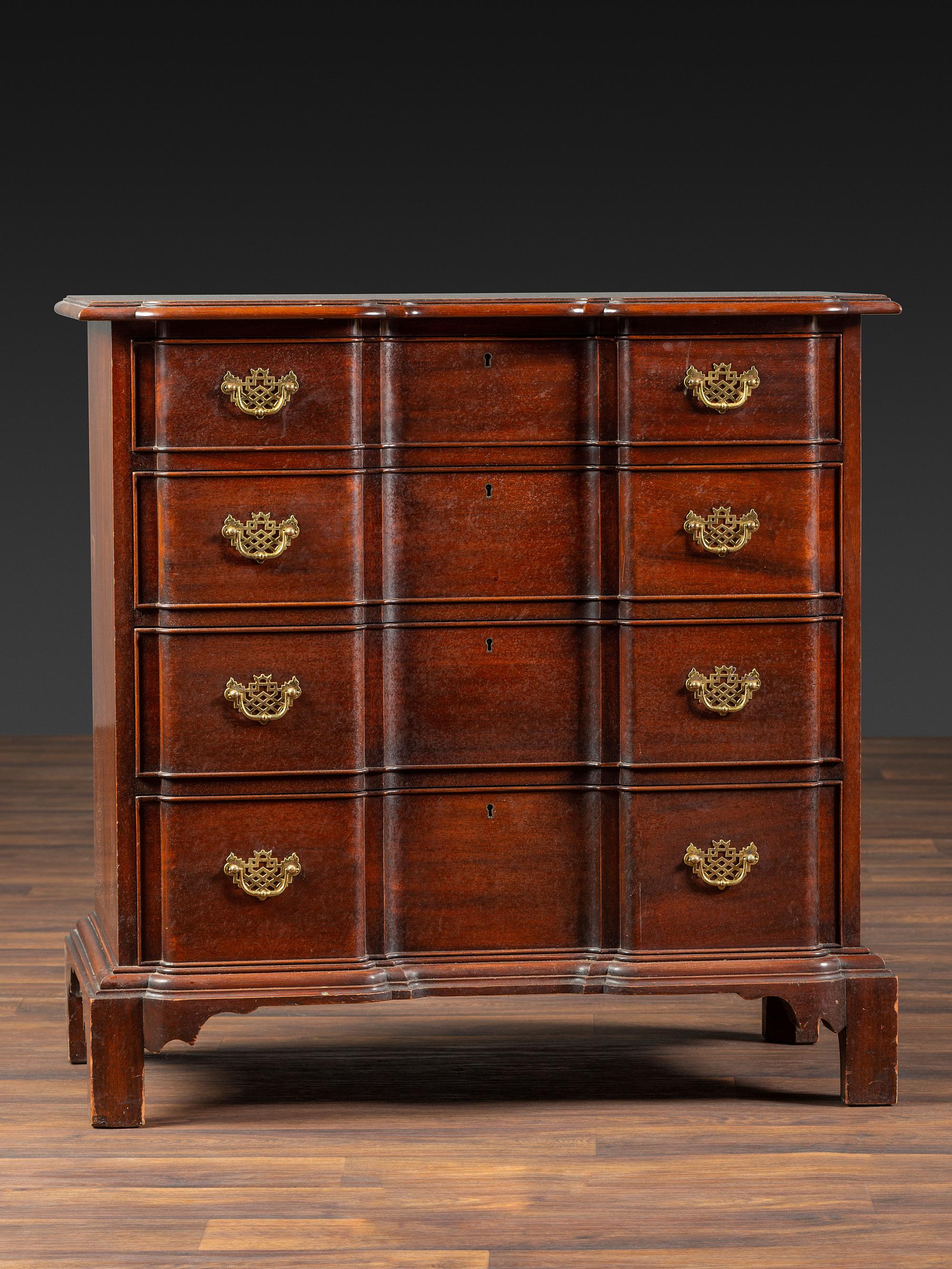 A Chippendale Style Mahogany Block-Front Chest of Drawers