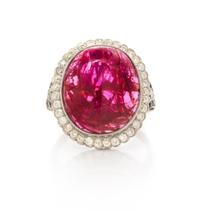 An Art Deco Platinum, Ruby, Diamond and Onyx Ring, 5.00 dwts.