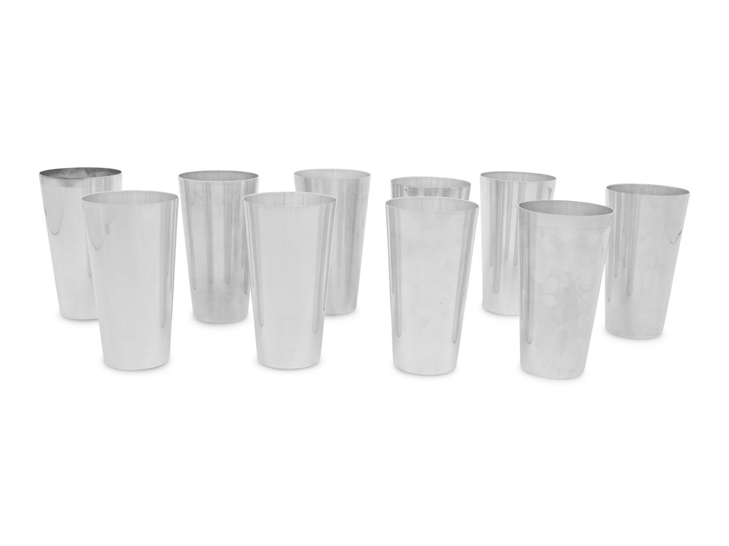 A Set of Ten Peruvian Silver Beakers