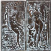 A Pair of Continental Bronze Plaques Height 16 3/4 x width 8 1/4 inches. — 19TH/20TH CENTURY