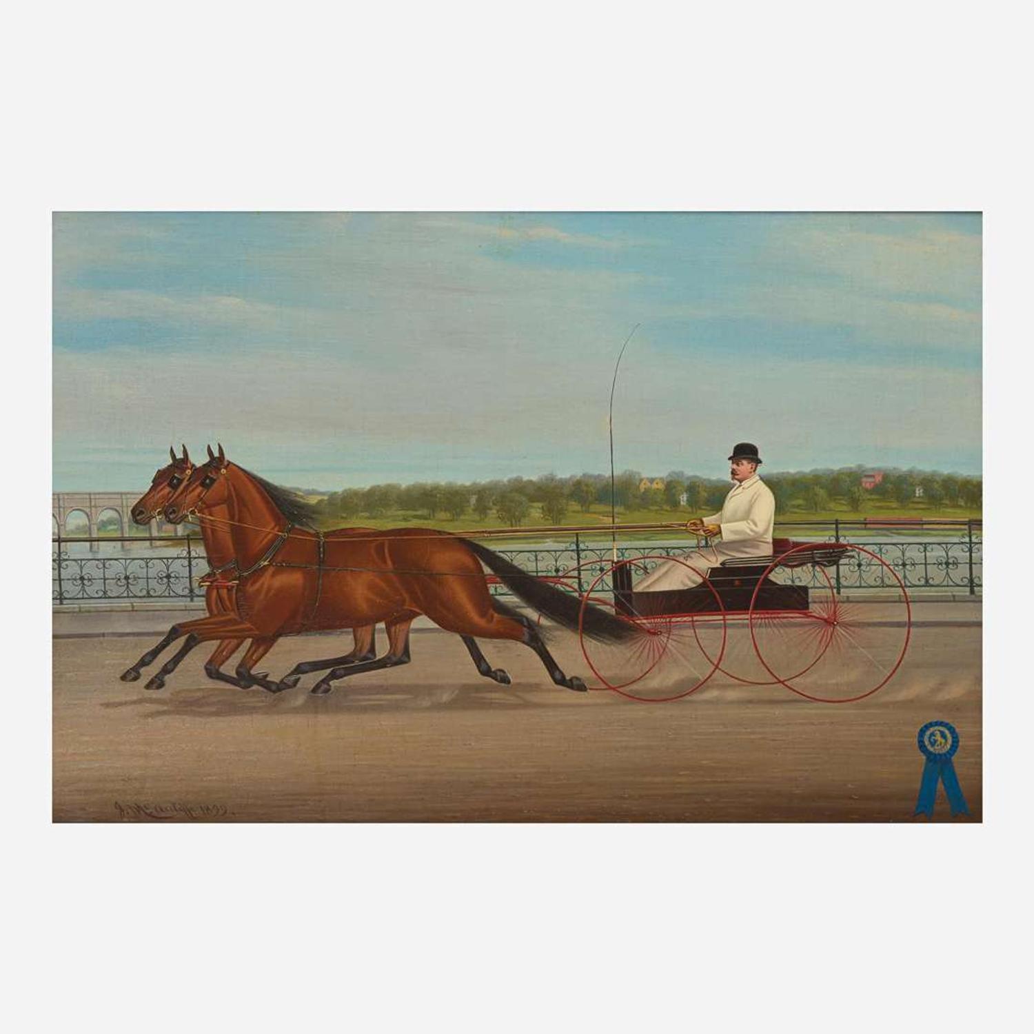 James J. McAuliffe (1848–1921) Colonel Lawrence Kip (1836-1899) and Pair of Blue Ribbon Trotters