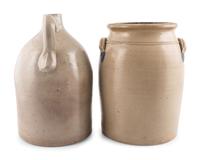 Two Cobalt-Decorated Stoneware Vessels