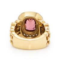 Pink Tourmaline, Diamond, and Yellow Gold Ring