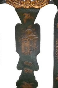 A Pair of North Italian Painted and Parcel Gilt Cane Seat Chairs