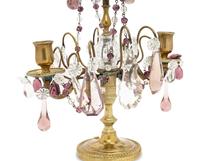 A Pair of French Gilt Metal Two-Light Candelabra