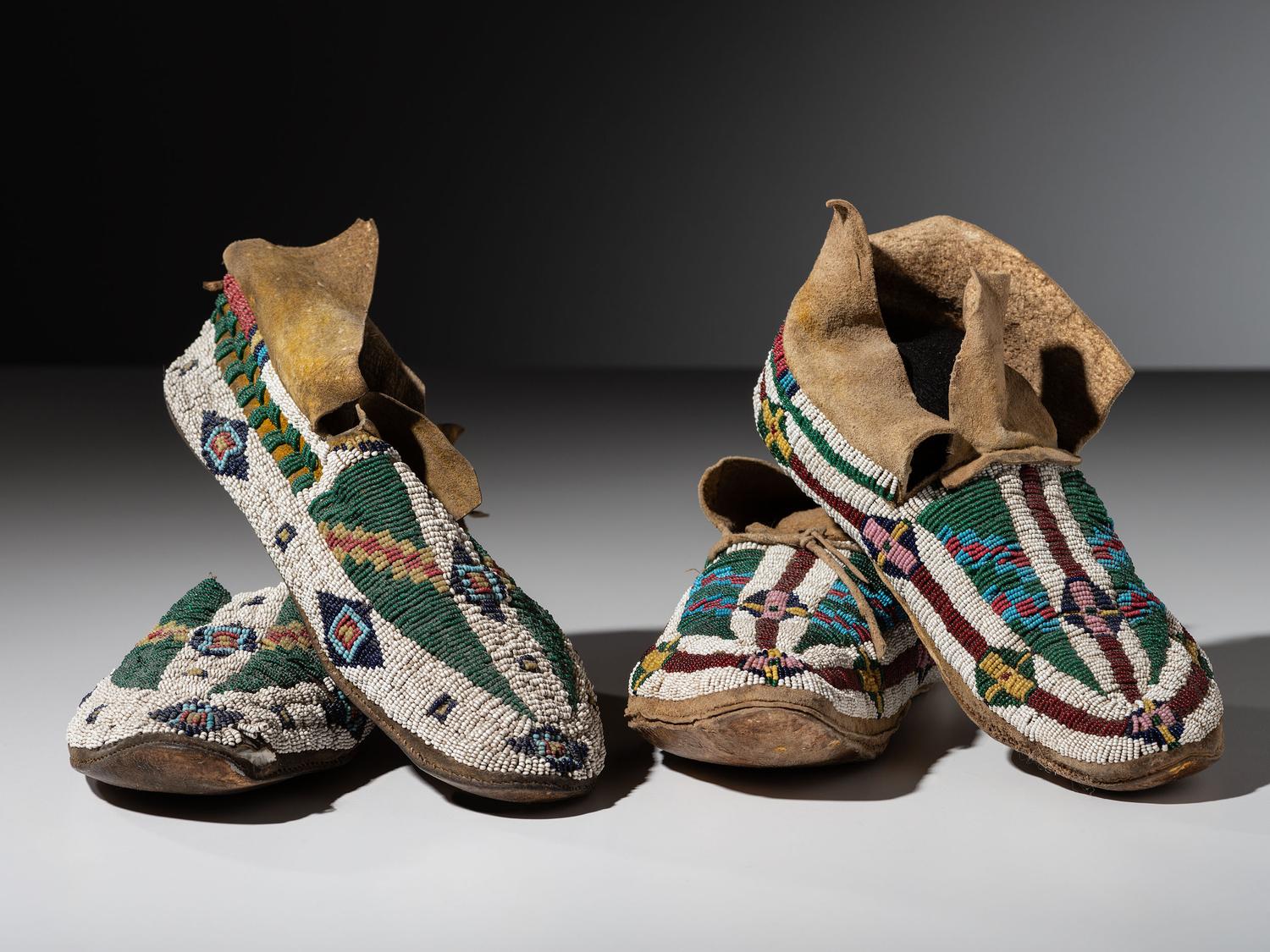 Cheyenne Beaded Hide Moccasins