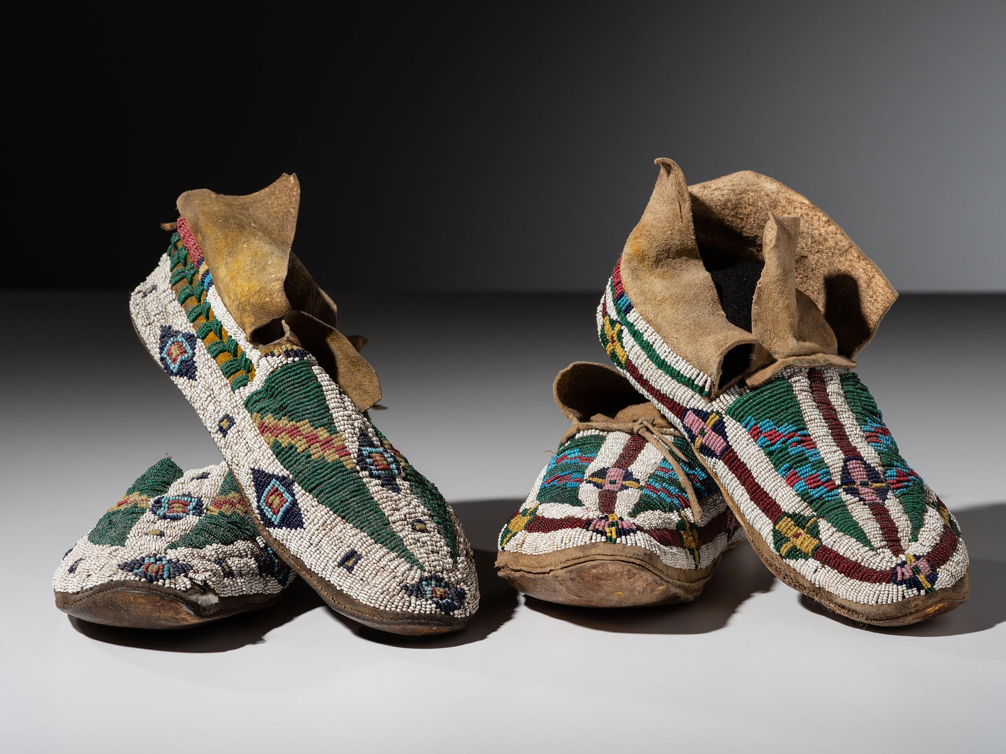 Cheyenne Beaded Hide Moccasins