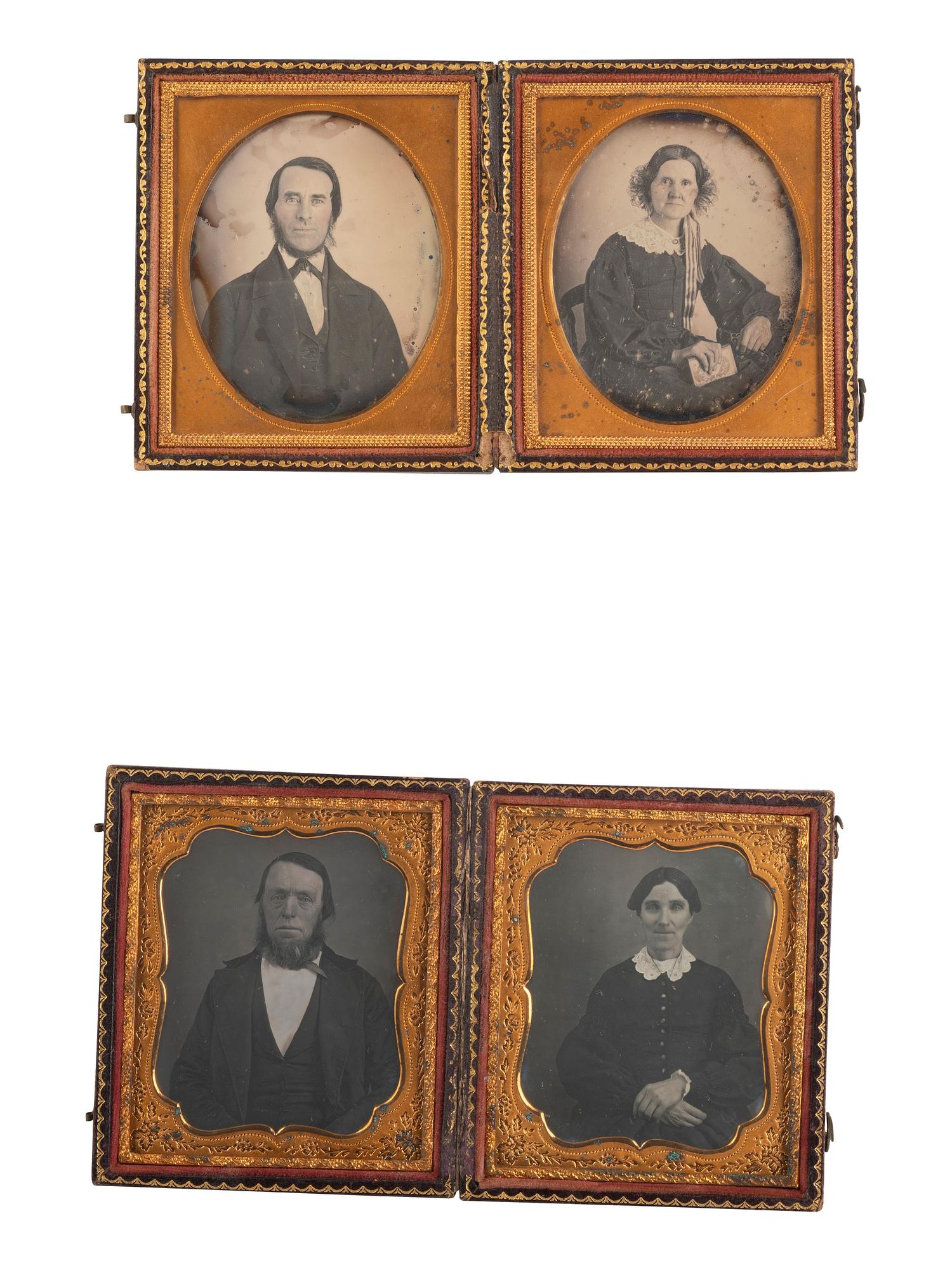 [EARLY PHOTOGRAPHY]. 14 pairs of sixth plate daguerreotype portraits housed together in same case.