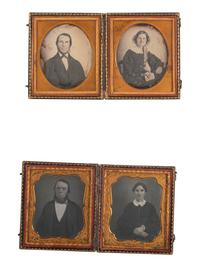 [EARLY PHOTOGRAPHY]. 14 pairs of sixth plate daguerreotype portraits housed together in same case.