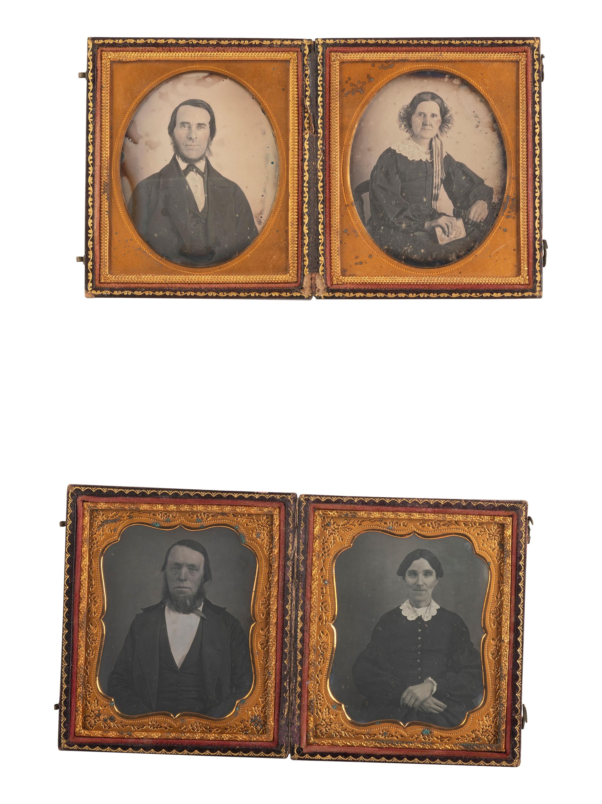 [EARLY PHOTOGRAPHY]. 14 pairs of sixth plate daguerreotype portraits housed together in same case.