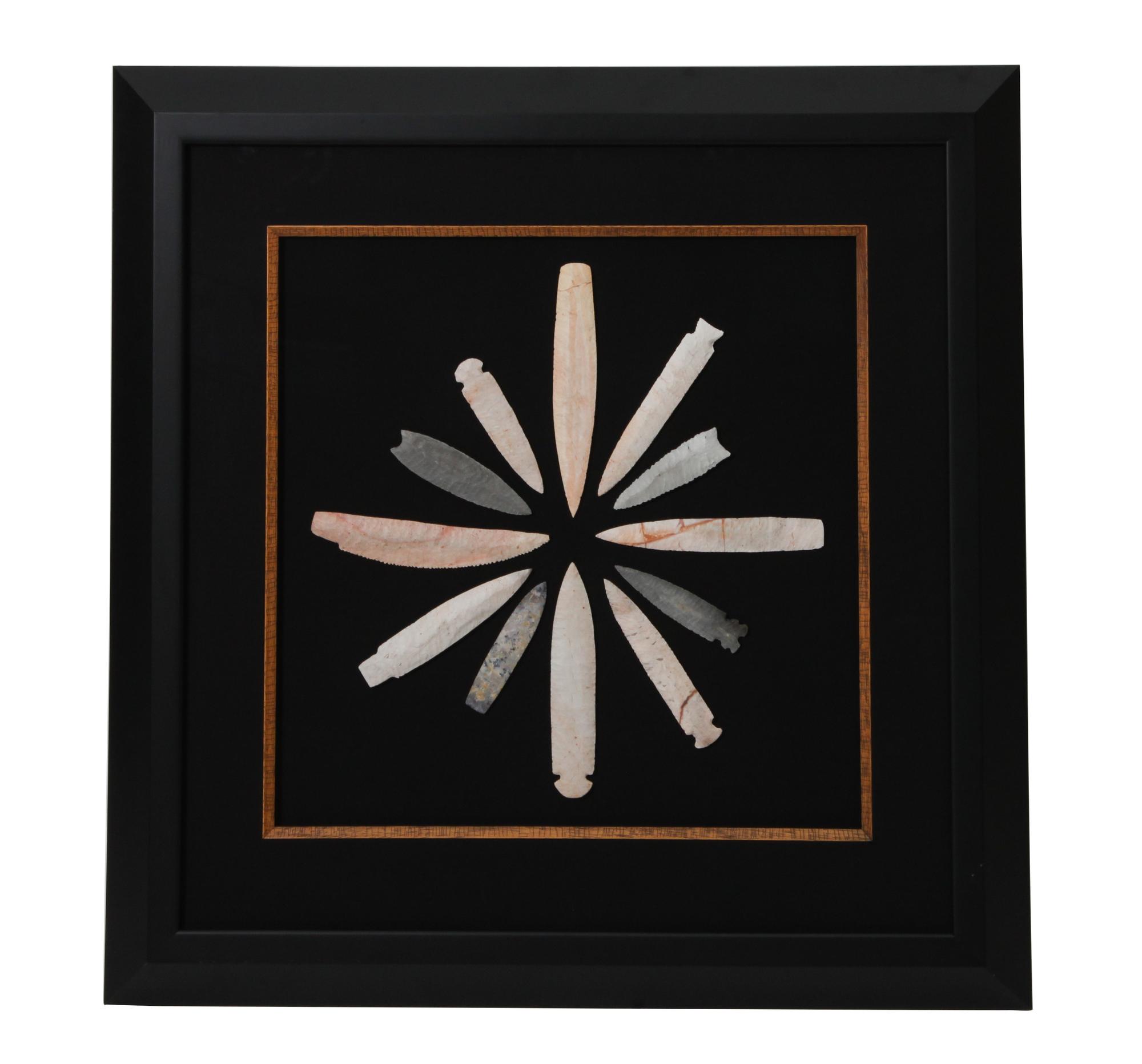 Four Framed Groups of Arrowheads Height 17 1/4 x width 17 1/4 inches (each)