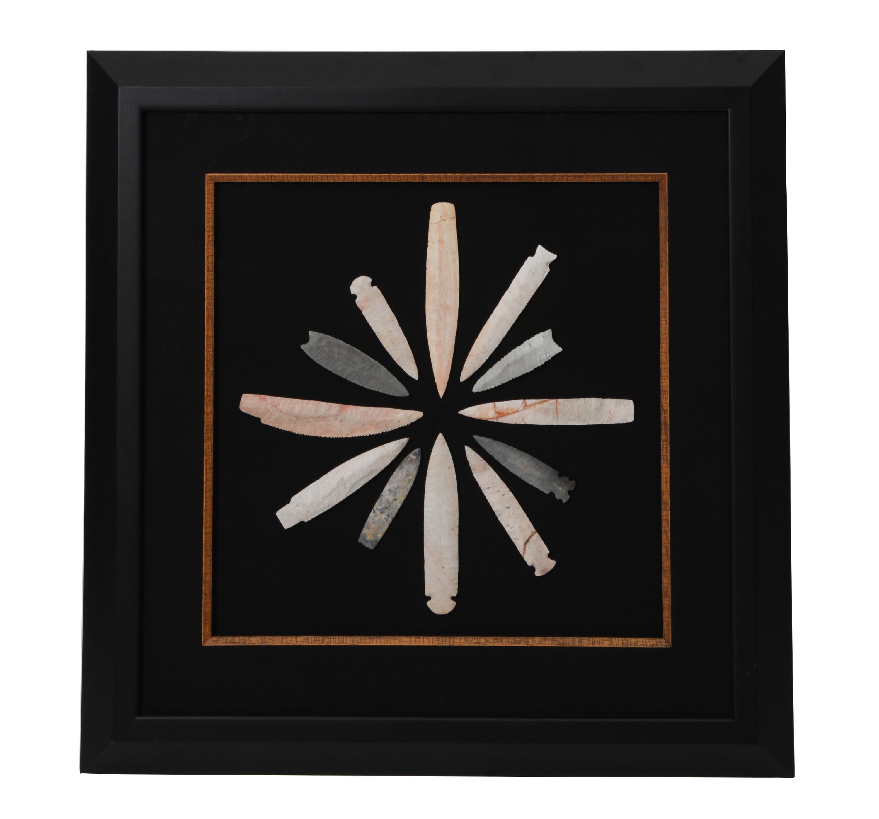 Four Framed Groups of Arrowheads Height 17 1/4 x width 17 1/4 inches (each)