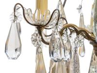 A Continental Cast Metal and Cut Glass Six-Light Chandelier