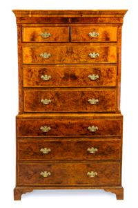 A George III Burlwood Chest on Chest Height 47 1/4 inches. — 18TH CENTURY AND LATER