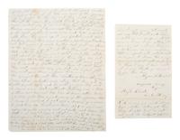[CIVIL WAR]. Soldier's letter with drawing of "Picket life in Virginia," by Myren Herbert, 21st "Buffalo" New York Regiment, who deserted 9 months later. "Head Quarters, Camp Rogers," 5 October 1861."