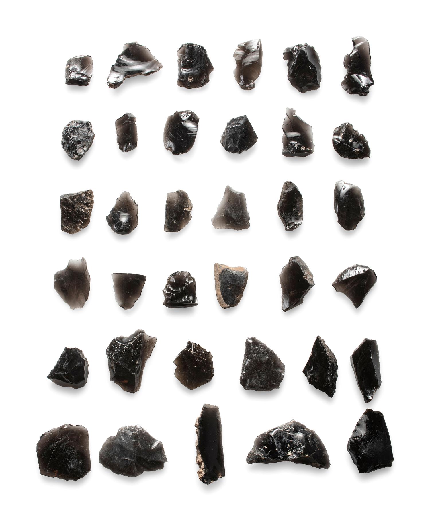Frame of San Lazaro Pueblo Utilized Obsidian Flakes, From the Collection of Forrest Fenn