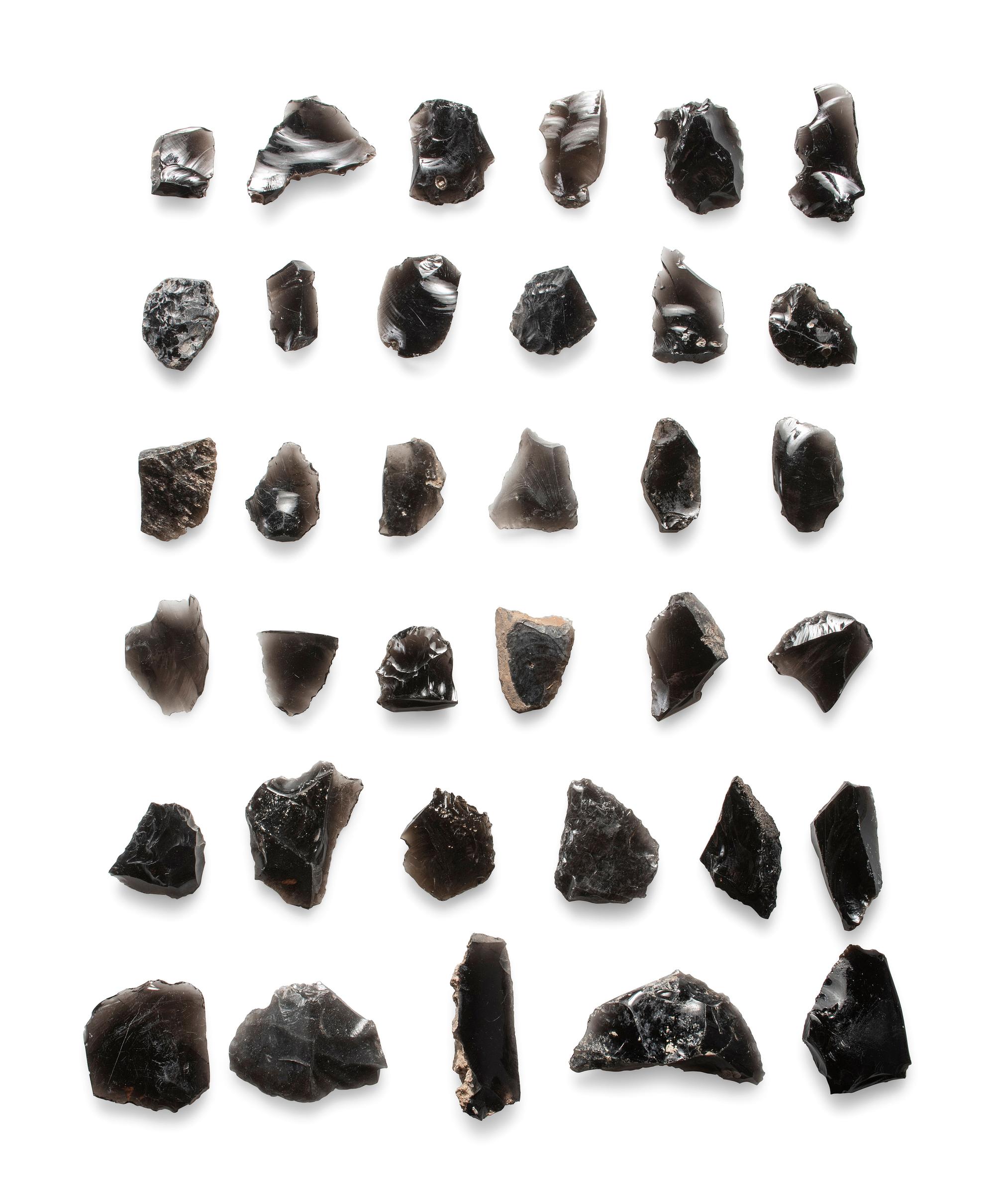 Frame of San Lazaro Pueblo Utilized Obsidian Flakes, From the Collection of Forrest Fenn