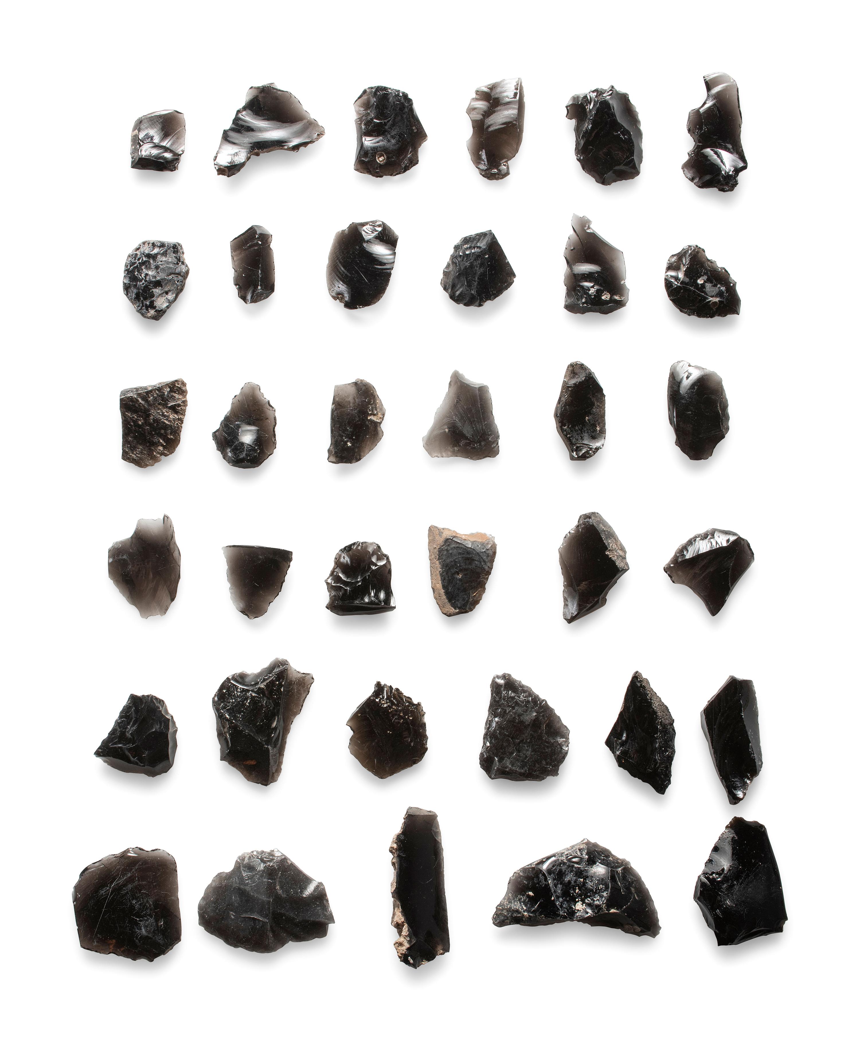 Frame of San Lazaro Pueblo Utilized Obsidian Flakes, From the Collection of Forrest Fenn