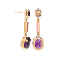 YELLOW GOLD, AMETHYST AND TOURMALINE EARRINGS