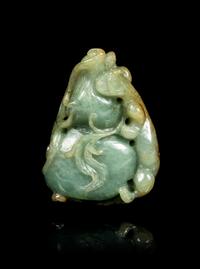 A Chinese Jade Pendant of a Gourd Length 1 7/8 inches. — 20TH CENTURY