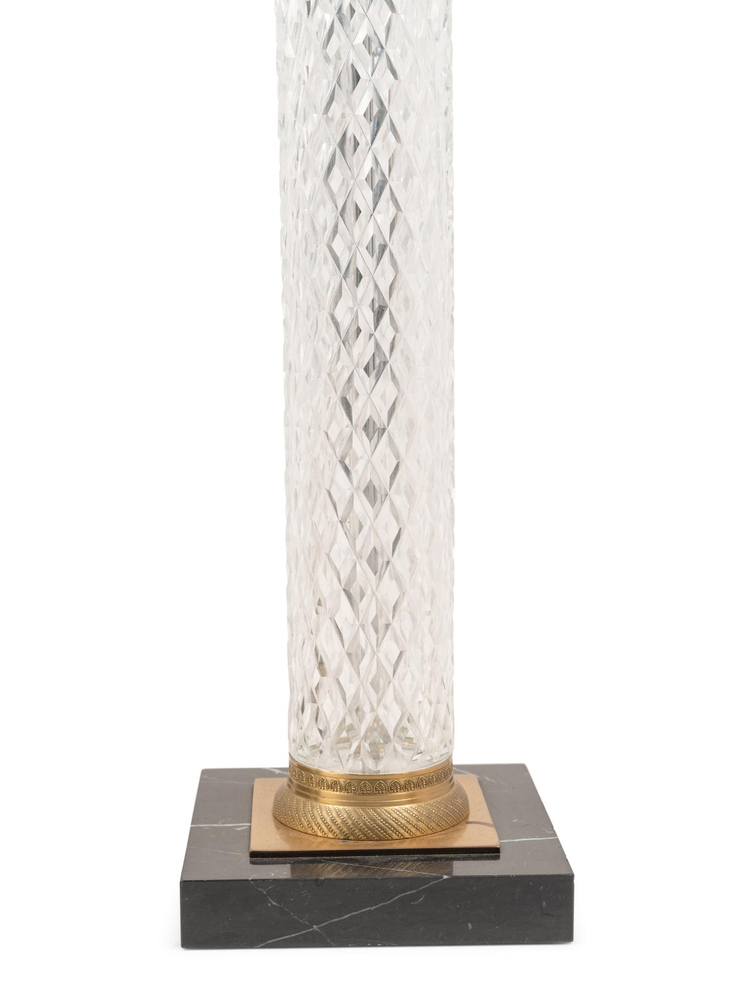 A Pair of Cut Glass Columnar Lamps