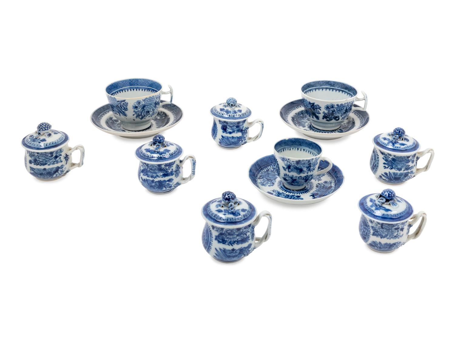 A Collection of Chinese Export Blue Fitzhugh Porcelain Articles