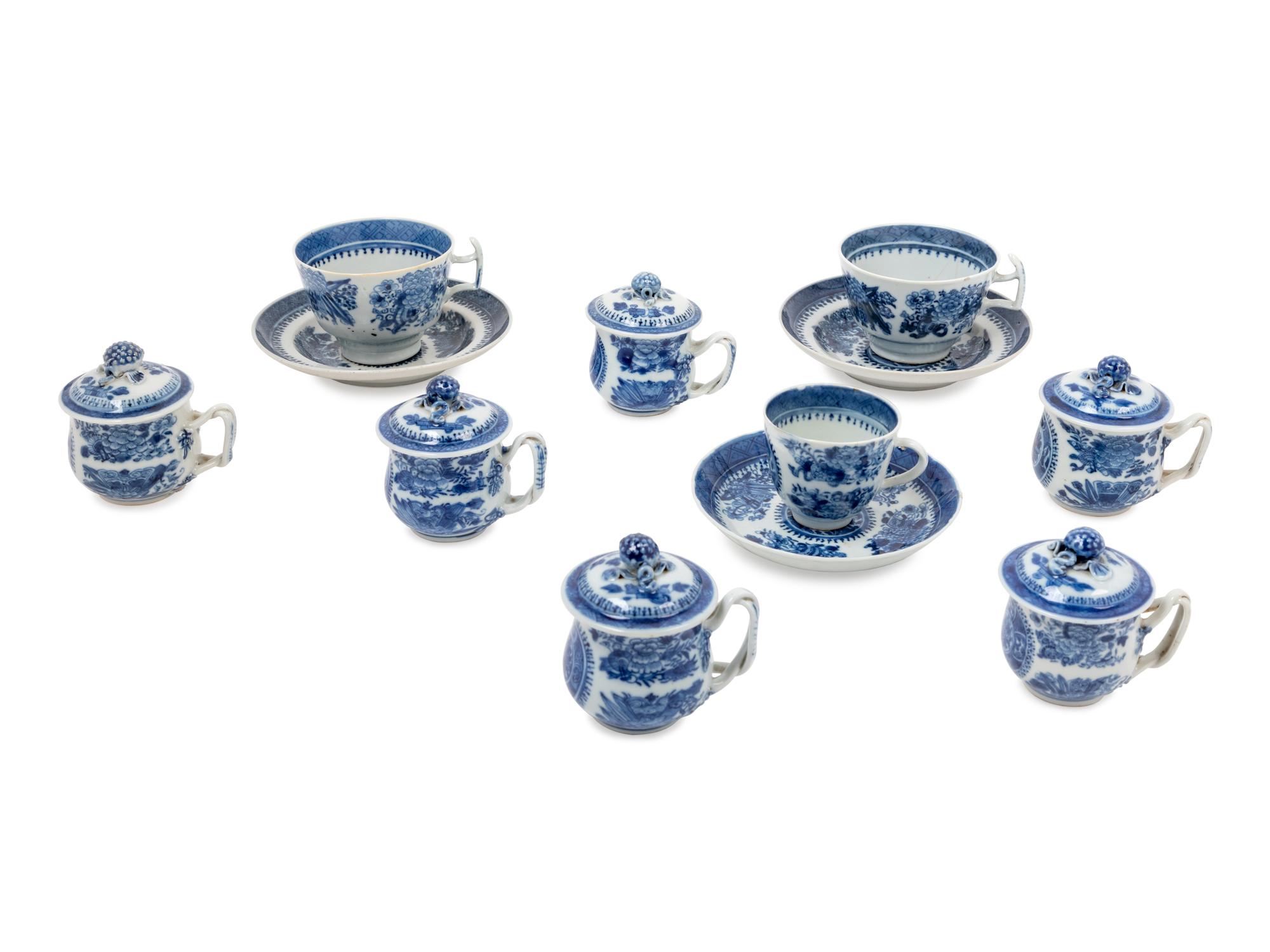 A Collection of Chinese Export Blue Fitzhugh Porcelain Articles