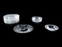 An Assembled Set of Etched Glass Tableware