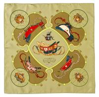 An Hermes Silk Pocket Square, 16 x 16 inches.