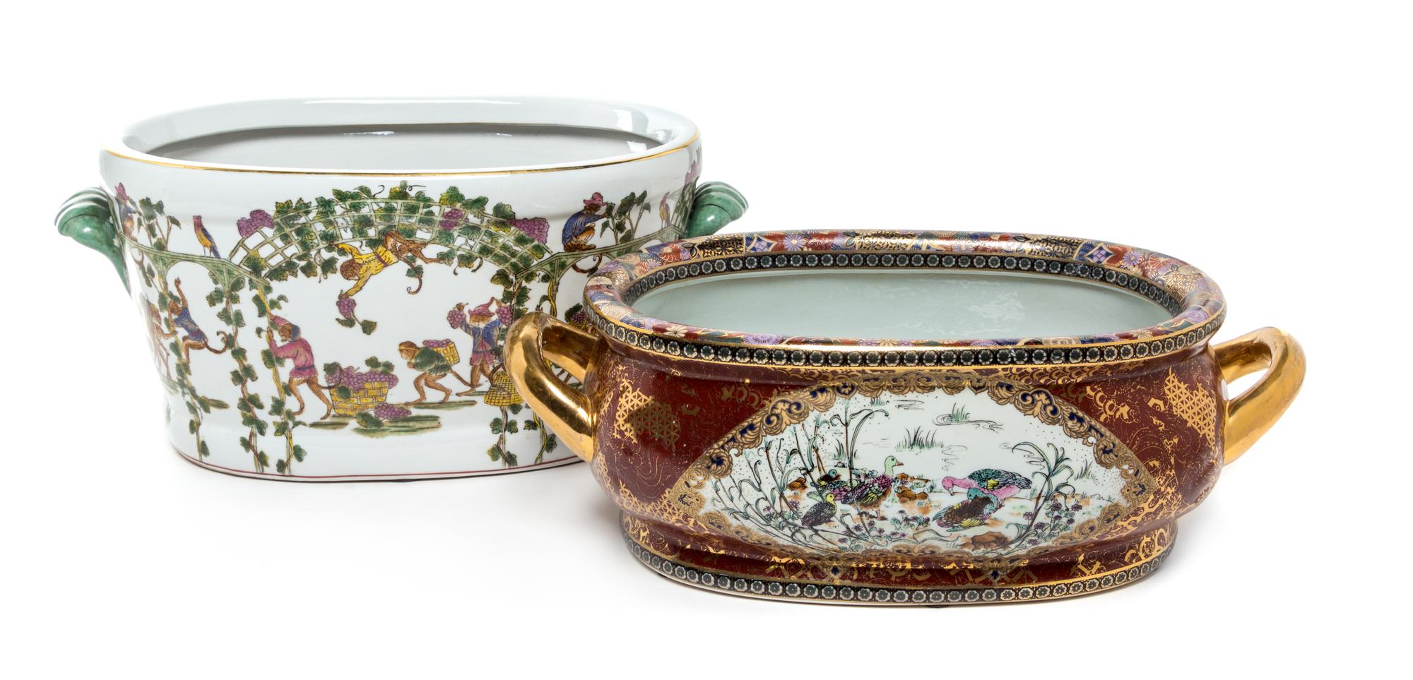 Two Chinese Export Porcelain Jardinieres Width of largest 15 inches. — 20TH CENTURY