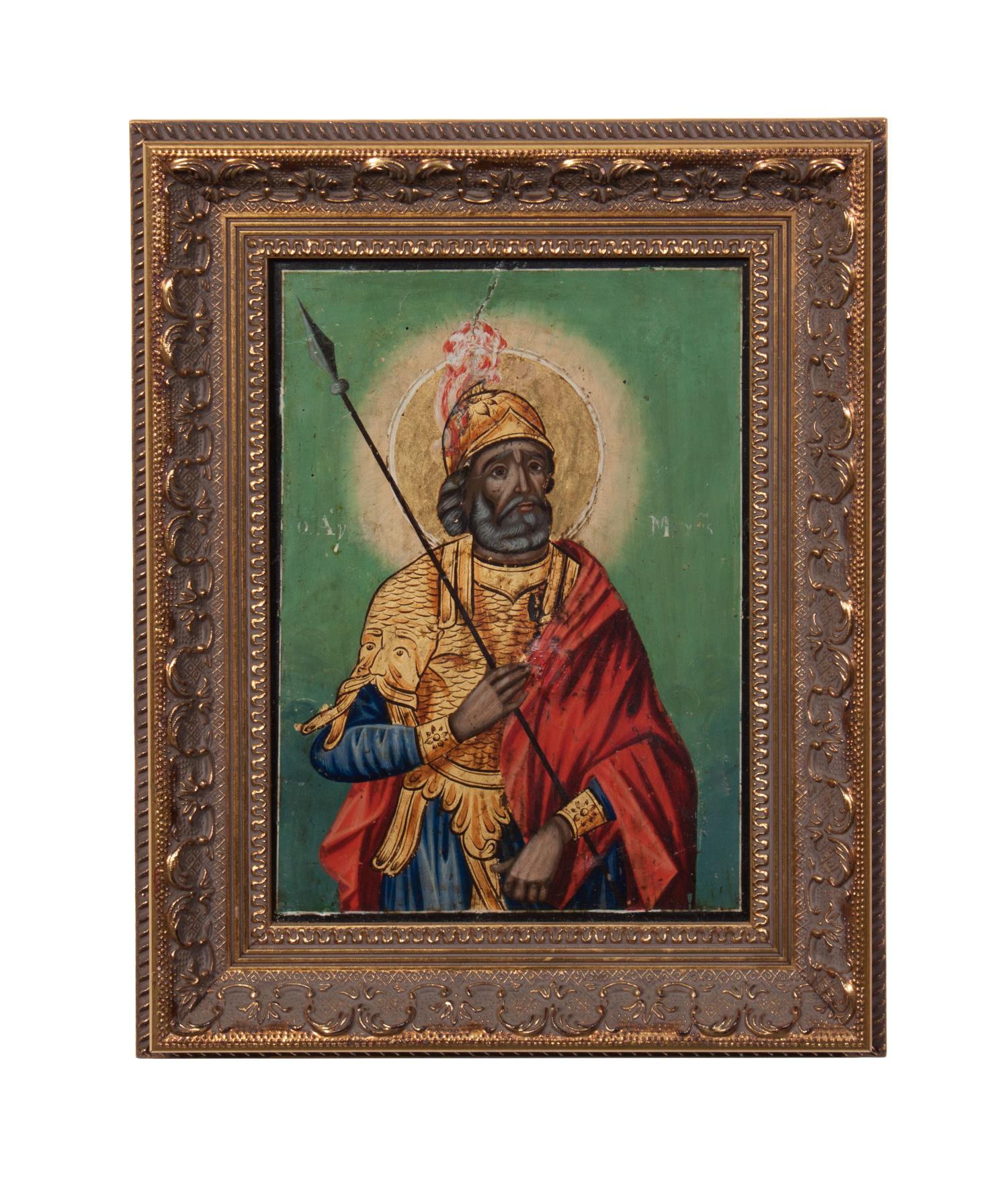 An Eastern European Painted Icon 10 x 7 1/2 inches.