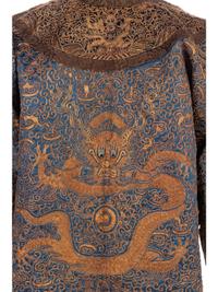 A Chinese Blue-Ground Silk 'Dragon' Robe