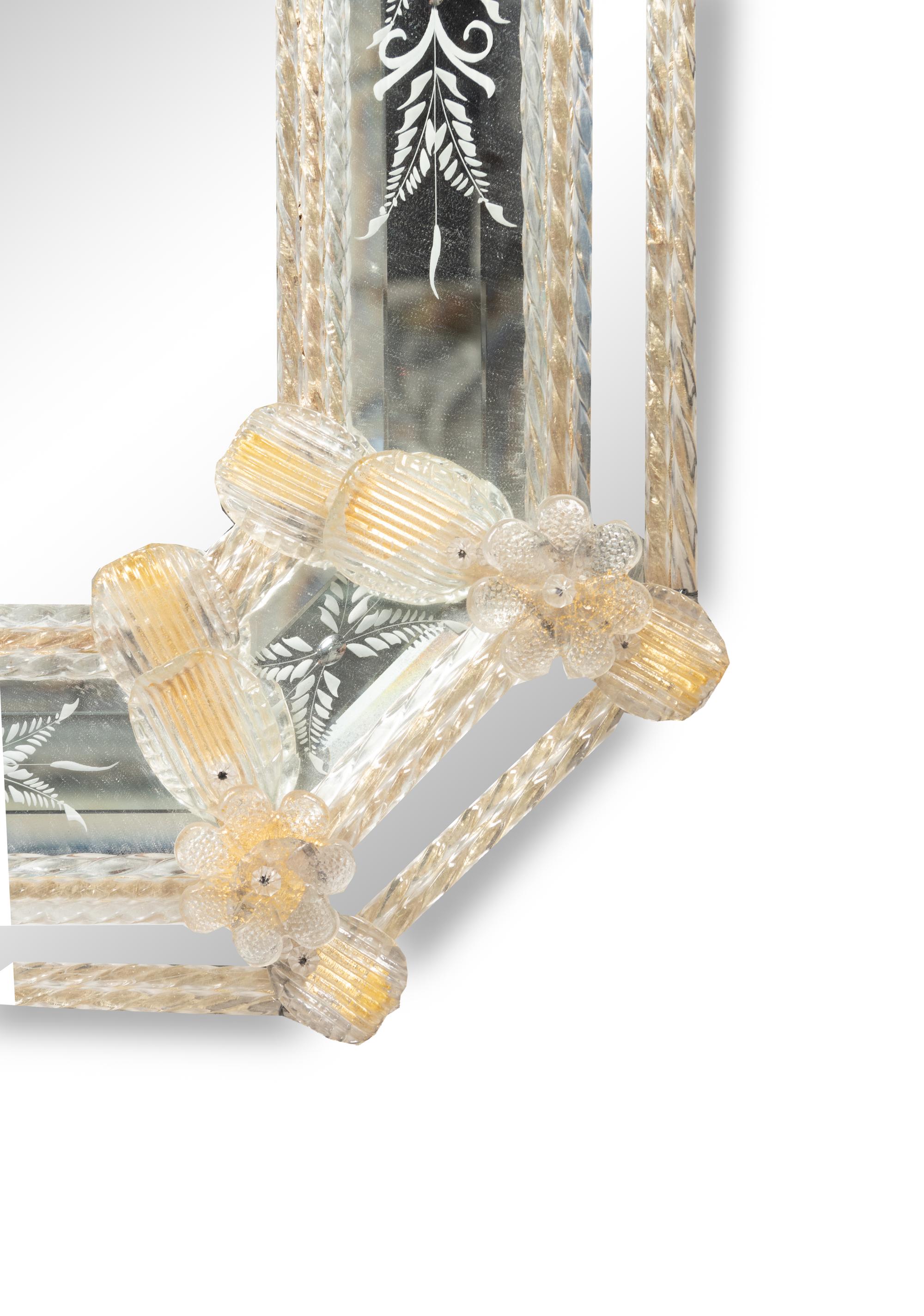 A Venetian Etched Glass Mirror