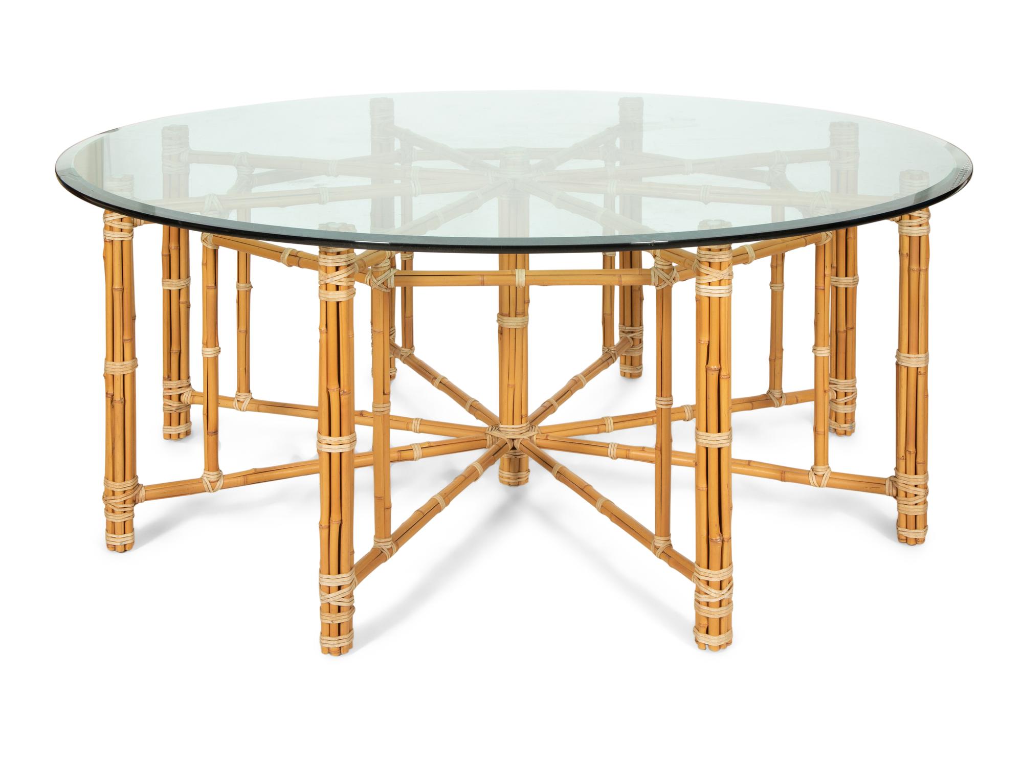 A McGuire Wrapped Raffia Dining Table