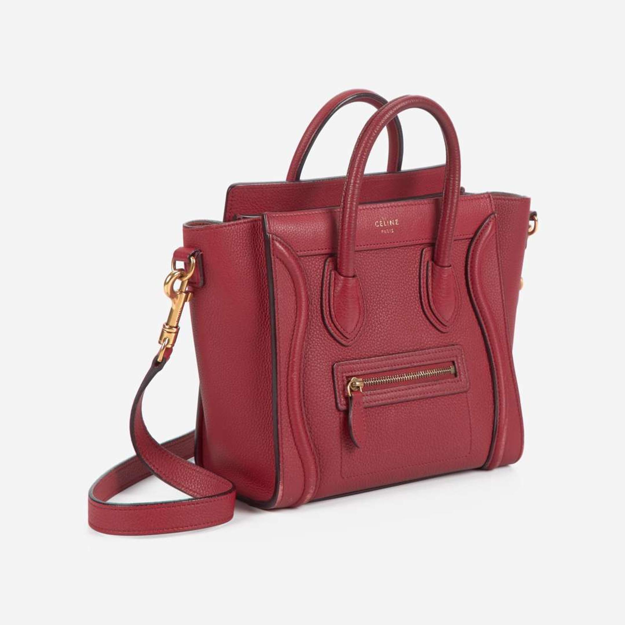 A Celine Nano Luggage Red Leather Handbag Celine