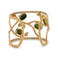 GREEN TOURMALINE, COLORED DIAMOND AND TSAVORITE CUFF BRACELET