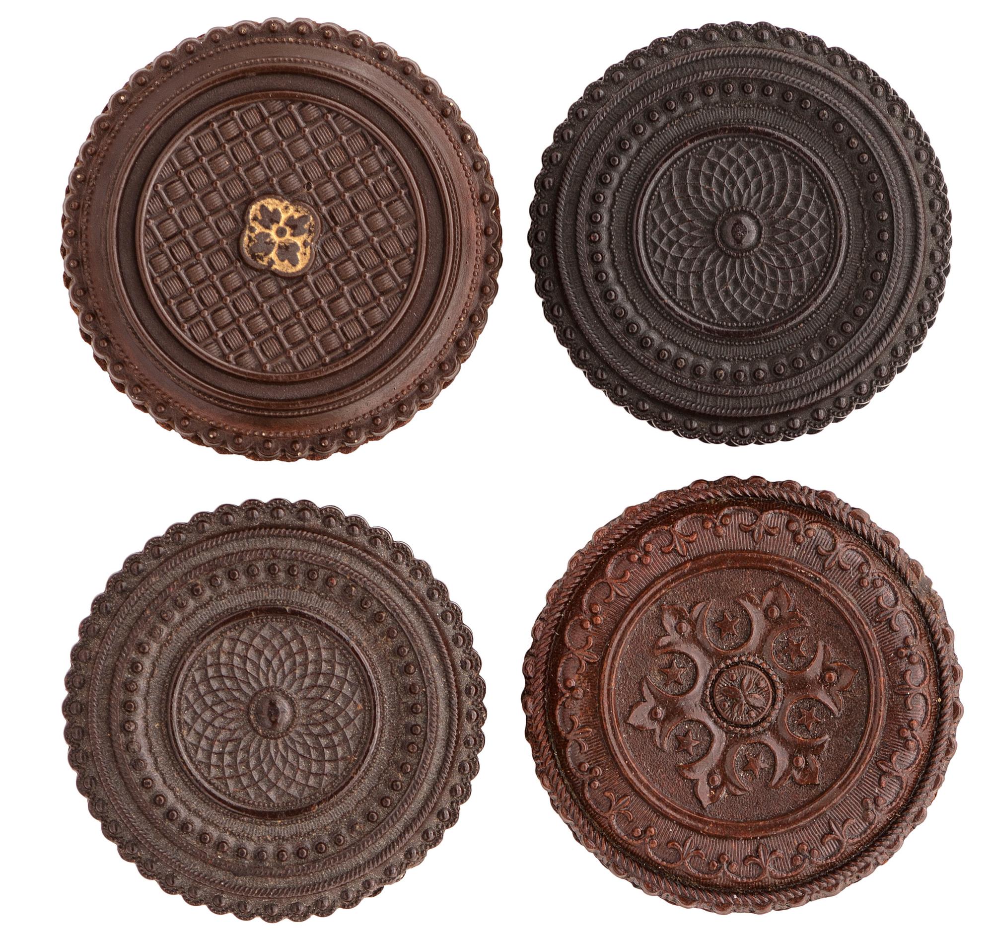 [EARLY PHOTOGRAPHY - UNION CASES]. A collection of 12 "oreo" cases in assorted colors containing tintypes of women with interesting hairstyles and accessories, including: