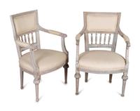 A Pair of Swedish Neoclassical Style Painted Armchairs — 20TH CENTURY