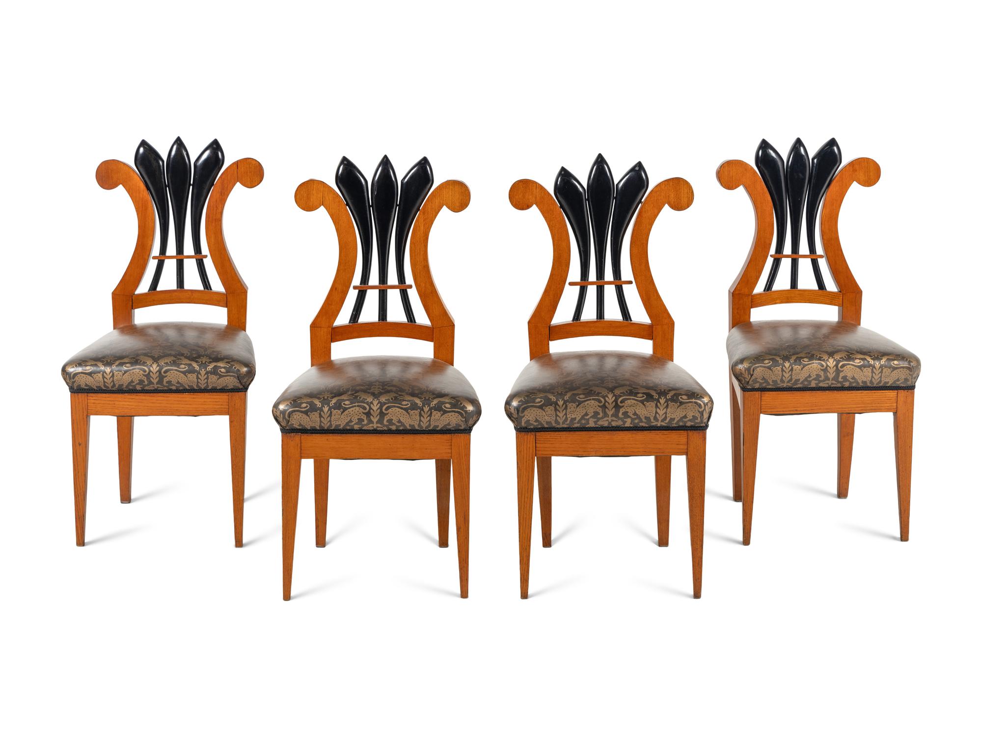 Four Biedermeier Part Ebonized Side Chairs
